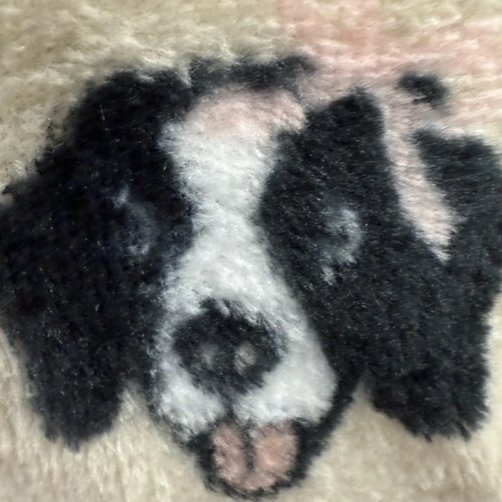 NWT Berkshire LusterSoft Throw Blanket Beige Dogs Print 50”x70” Dog Poodle Pup